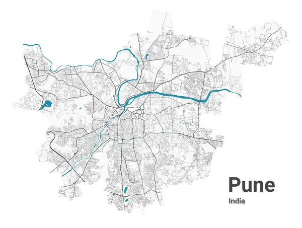 Een Duinkaart Gedetailleerde Kaart Van Het Administratieve Gebied Van Pune — Stockvector