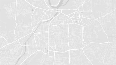 Beyaz ve açık gri Pune şehri vektör arkaplan haritası, yollar ve su çizimleri. Geniş ekran oranı, dijital düz tasarım yol haritası.