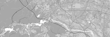 Sagamihara şehrinin haritası. Şehir siyah beyaz posteri. Büyük şehir manzaralı yol haritası.