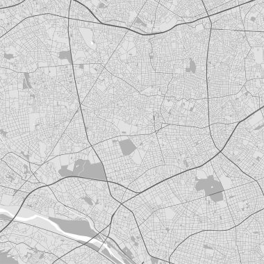 Setagaya şehrinin haritası. Şehir siyah beyaz posteri. Büyük şehir manzaralı yol haritası.