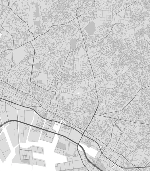 Karte Der Stadt Funabashi Urbanes Schwarz Weiß Plakat Straßenkartenbild Mit — Stockvektor