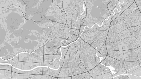 熊本市の地図 都会の黒と白のポスター 大都市圏ビューロードマップ画像 — ストックベクタ