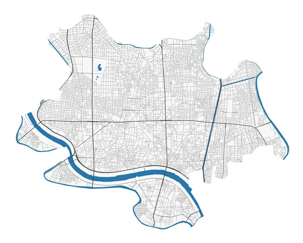 阿达奇地图阿达奇市管理区详细地图 全景全景 免费的矢量说明 有公路 河流的路线图 — 图库矢量图片