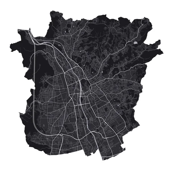Mapa Vetorial Graz Mapa Vetorial Detalhado Área Administrativa Cidade Graz — Vetor de Stock