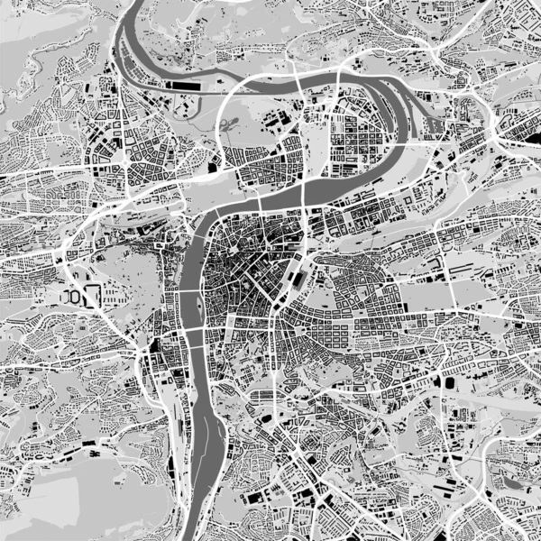 Stadtvektorkarte Von Prag Vektor Illustration Graustufenplakat Der Prager Karte Schwarz — Stockvektor