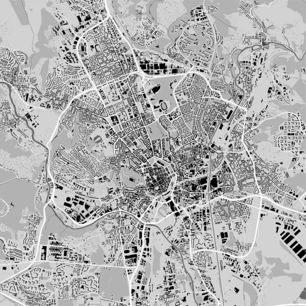 布尔诺城市矢量图 矢量插图 布尔诺地图灰度黑白艺术海报 有道路的路线图图像 大都市地区景观 — 图库矢量图片