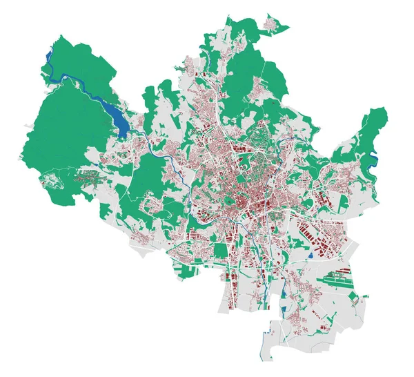 Brno Vectorkaart Gedetailleerde Kaart Van Brno Stad Administratieve Gebied Stadsgezicht — Stockvector