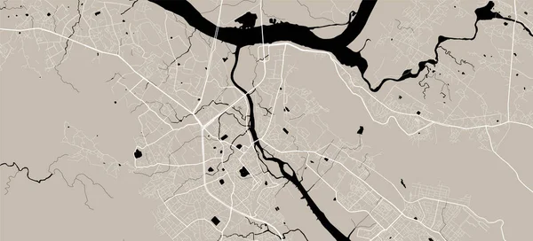 インドのタネのベクトル図 都市道路地図ポスターイラスト ターンマップアート — ストックベクタ