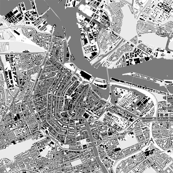 Città Urbana Mappa Vettoriale Amsterdam Illustrazione Vettoriale Amsterdam Mappa Scala — Vettoriale Stock