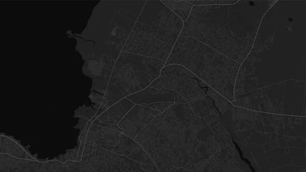 Темно Чёрный Векторный Фон Карты Города Порт Пренс Дороги Иллюстрация — стоковый вектор