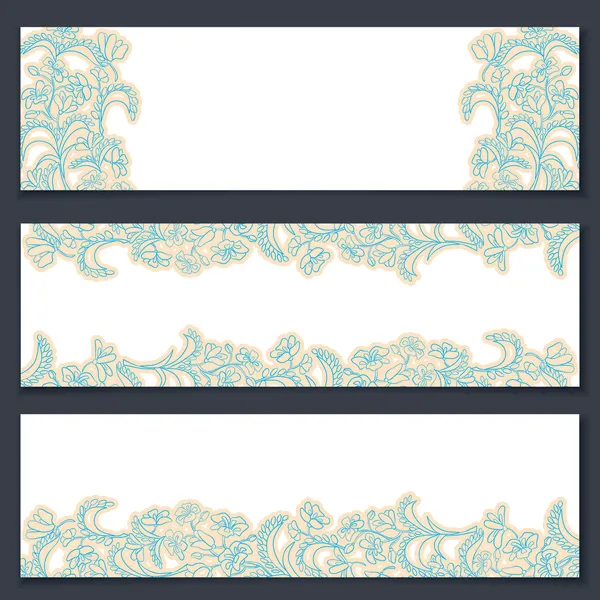 Set of three floral banners with place for the text — Stock Vector