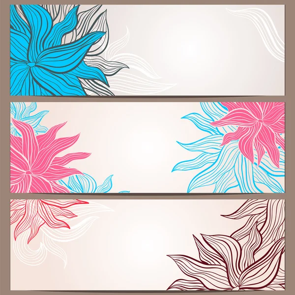 Set van drie floral banners — Stockvector