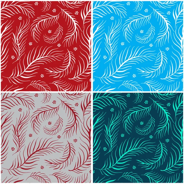 Set of seamless patterns with feathers — Stock vektor