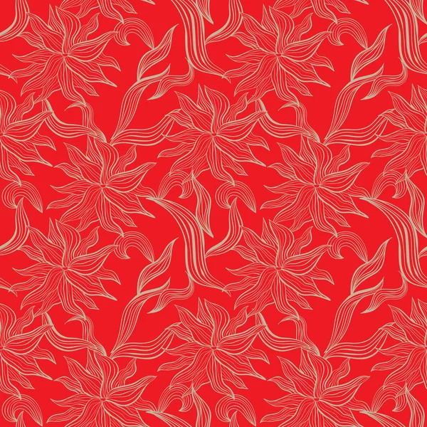 Patrón rojo sin costuras con adorno floral — Vector de stock