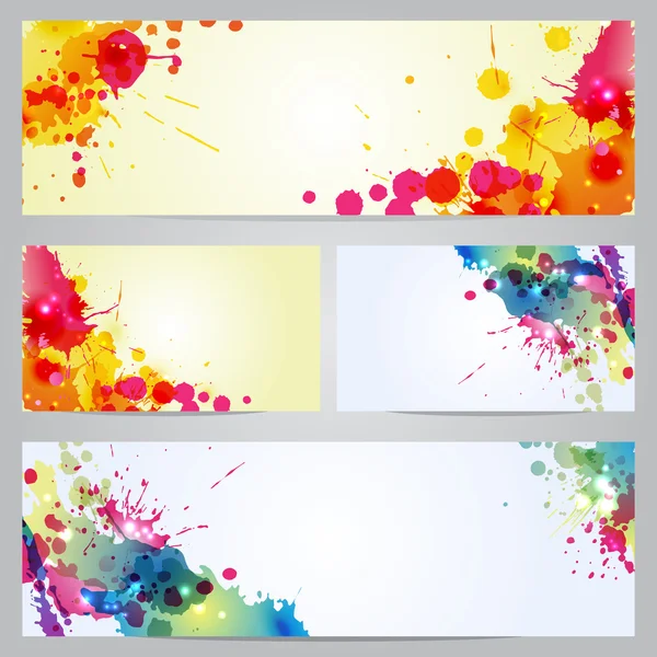 Set of banners and business cards with blots — Stock Vector