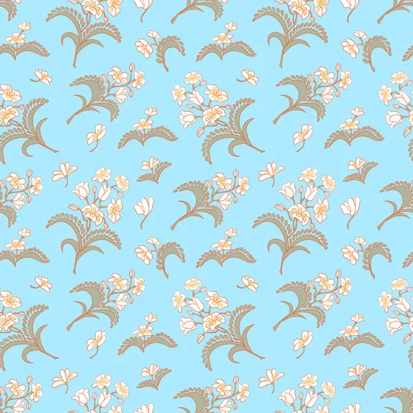 Blauwe naadloze patroon met florale ornament — Stockfoto