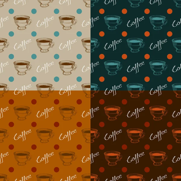 コーヒーのシームレスなパターンのセット — ストックベクタ