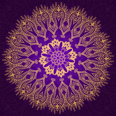 라운드 빈티지 바이올렛과 골드 패턴