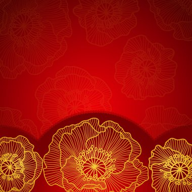 Altın dantel haşhaş kırmızı davetiye çerçeve