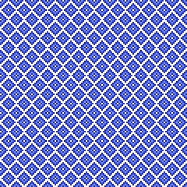 geleneksel mavi piksel kare seamless modeli