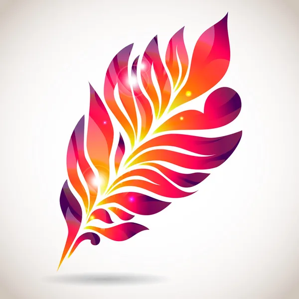 Pluma rosa aislada colorida abstracta — Vector de stock