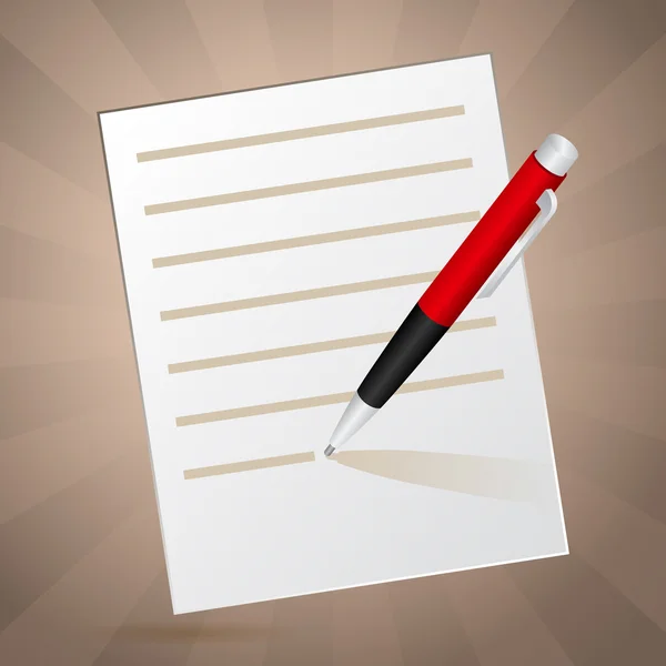 Weißer Zettel und roter Stift — Stockvektor