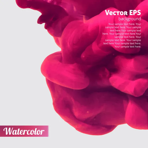 水のピンクの背景で渦巻くインク — ストックベクタ