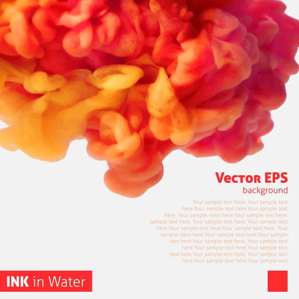 Nuage d'encre de couleur orange dans l'eau — Image vectorielle