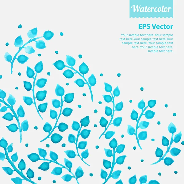 Turquoise watercolor floral pattern with leaves — Stock Vector