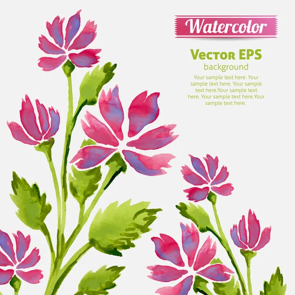 Aquarel bloemen uitnodiging patroon met lint — Stockvector