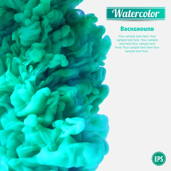 Turquoise encre tourbillonnante dans l'eau — Image vectorielle