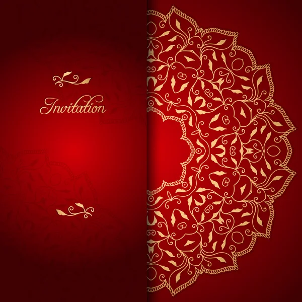 Red lace background with floral ornament — Stock Vector