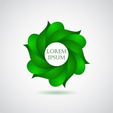 ícone do emblema de negócios de folhas verdes