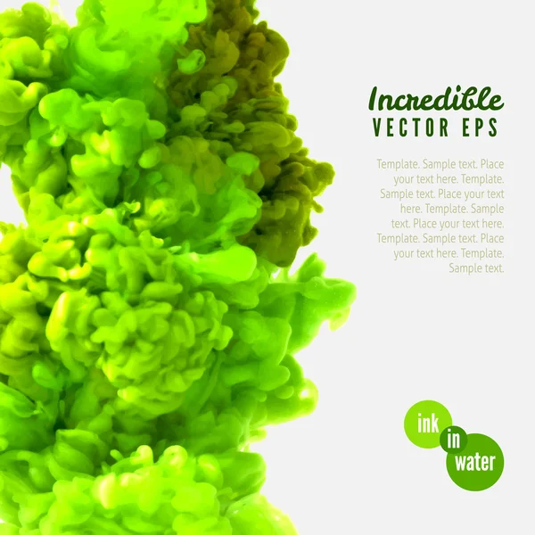 Incroyable vecteur encre verte dans l'eau — Image vectorielle