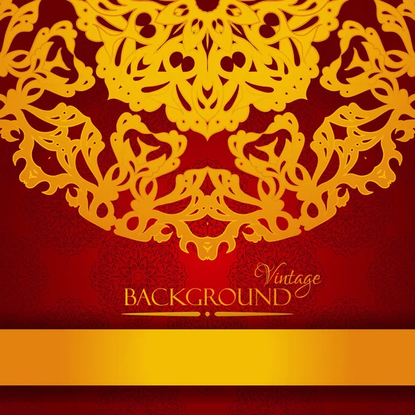 Carte d'invitation élégante vintage rouge et or — Image vectorielle