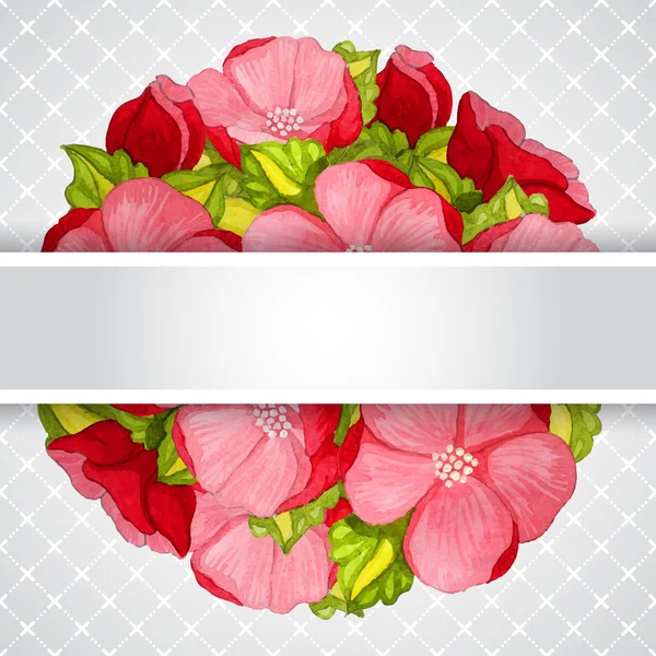 花牡丹テンプレートと花の招待カード — ストックベクタ