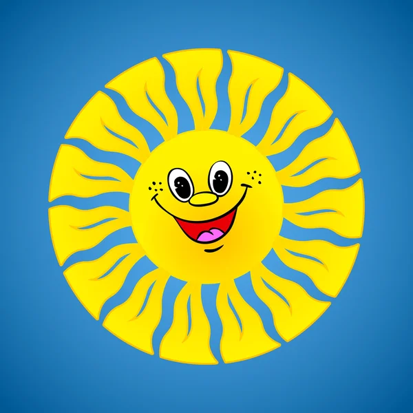 Gele zon op zomer achtergrond glimlachen — Stockvector