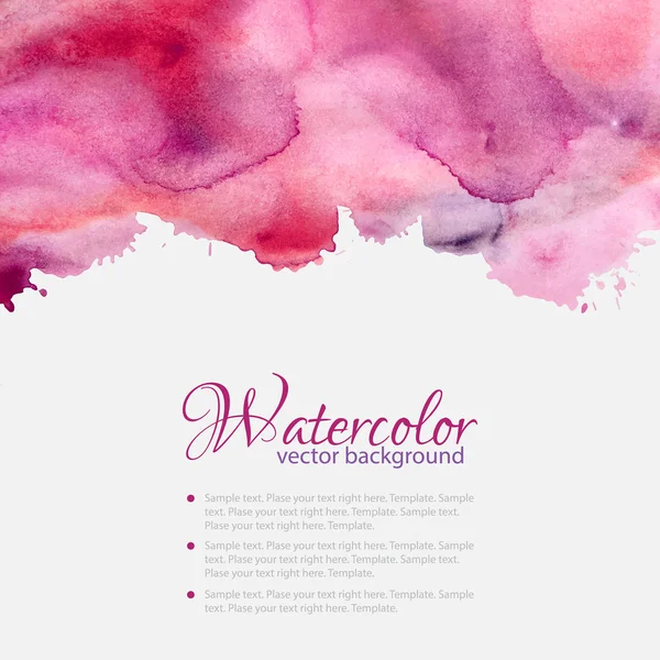 Roze aquarel blots patroon topframe — Stockvector