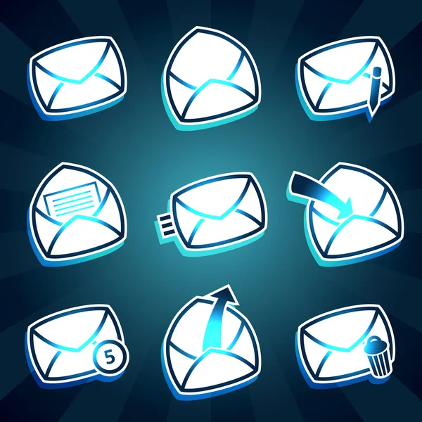 Set de pictograme mesaje plic pentru e-mail — Vector de stoc