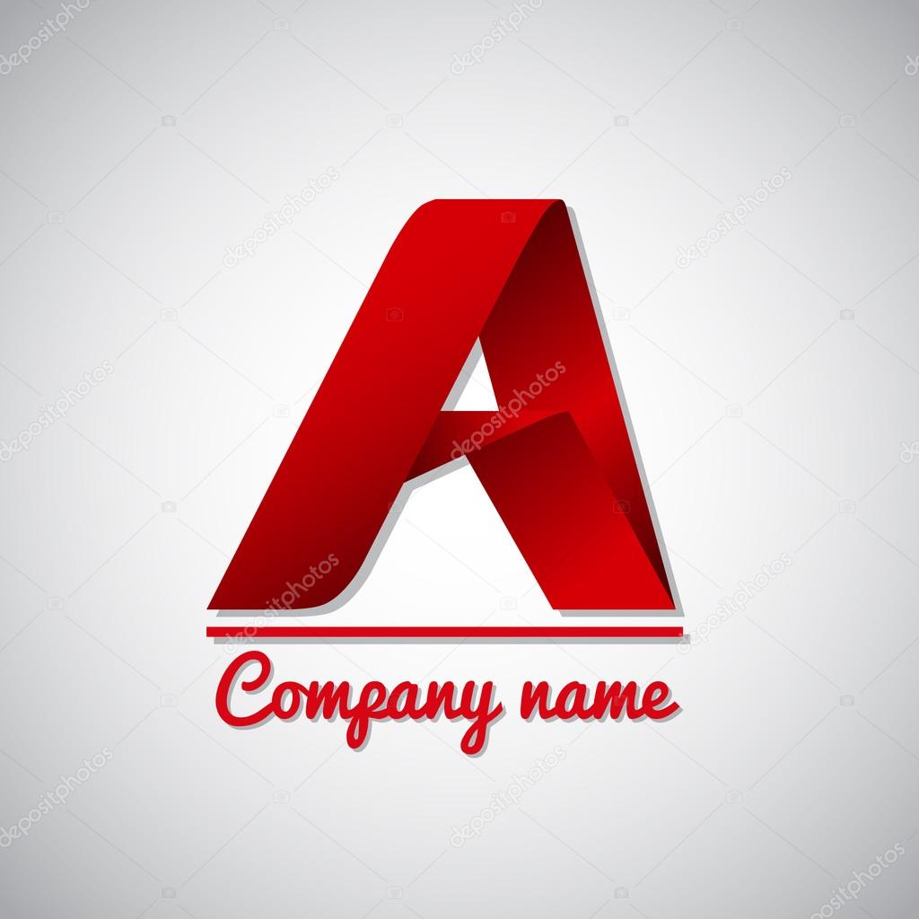Icon of red paper business logo icon  letter a