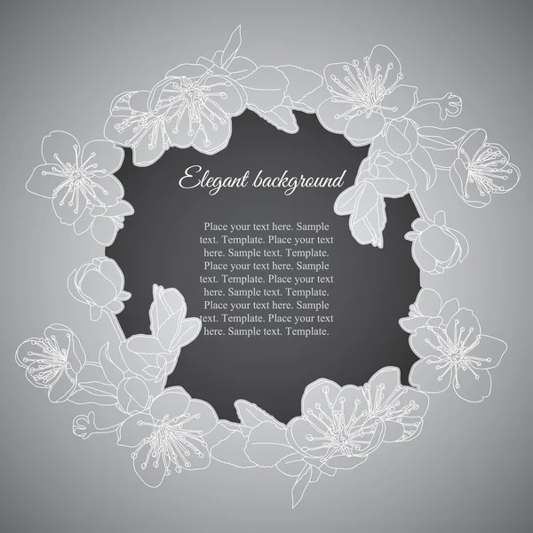 Elegante frame met tak van abrikoos bloemen — Stockvector