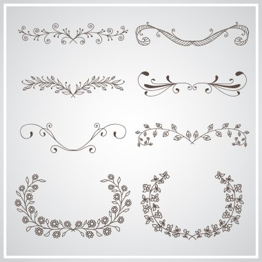 zarif kaligrafi foliate kenarlık kümesi