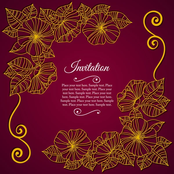 Elegant invitation card with floral lace quilling — Stock Vector