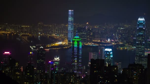 Vista sobre Hong Kong por la noche — Vídeos de Stock