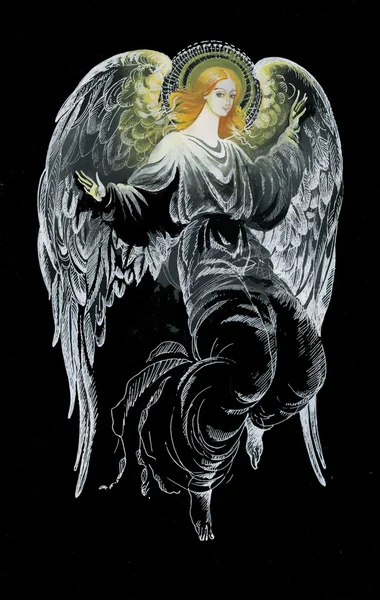 美丽的手工绘制的天使 — 图库照片