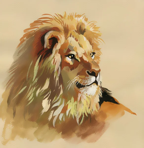 Watercolor lion on a brown background Royalty Free Stock Photos