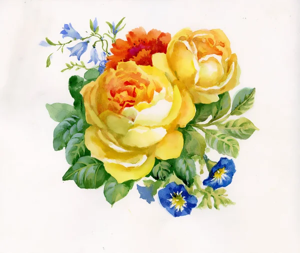Букет акварельных роз — стоковое фото