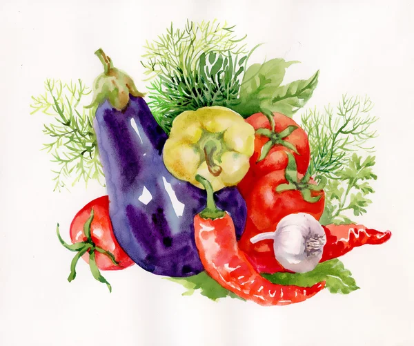 Watercolor vegetables — Stock Photo, Image