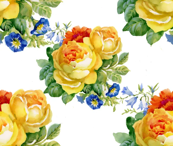 Watercolor roses bouquets background — Stock Photo, Image