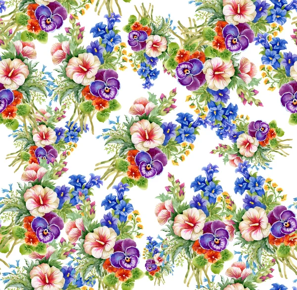 Floral colorful mallow flowers pattern — Stock Photo, Image